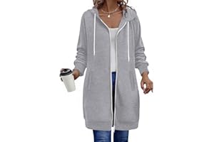 Long Zip Up Hoodie Womens Oversized Long Sleeve Tunic Sweatshirts Casual Fall Fleece Jacket Drawstring Coat with Pocket 2025