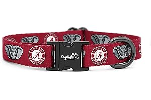 SHOPINSTAPETS Alabama Crimson Tide Custom Handmade Adjustable Nylon Collars and Leashes (Small Collar)