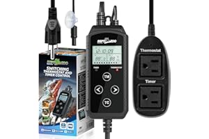 REPTI ZOO REPTIZOO Timing Thermostat, 2 in 1 PID Temperature Controller with Timer, Reptile Dimming Thermostat for Heat Lamp Heat Mat, Timing Function for Reptile Light Bulb/Heat Mats/Reptile Fogger and More