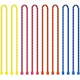 Dreamxiang 8Pcs 12-inch Silicone Cable Ties Reusable Steel-Core Silicone Twist Ties Colorful Cable Tie Straps for Bundling and Organizing Bendable Holder Strap for Indoor and Out All Purpose, 4 Colors