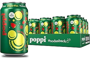 Poppi Sparkling Prebiotic Soda Beverage with Apple Cider Vinegar, Seltzer Water and Fruit Juice, Holiday Ginger Fizz Flavor, 12 oz, Pack of 12, Packaging May Vary