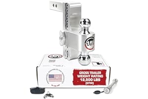Weigh Safe 180-Degree Trailer Hitch - Adjustable Trailer Hitch for Towing - Compatible with 2.5" Receivers - 8" Drop, Chrome-Plated Tow Balls, 12,500 GTW, 2-Piece Lock Set
