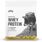Levels Grass Fed Whey Protein Powder, No Artificials, 24G of Protein, Vanilla Bean, 1LB