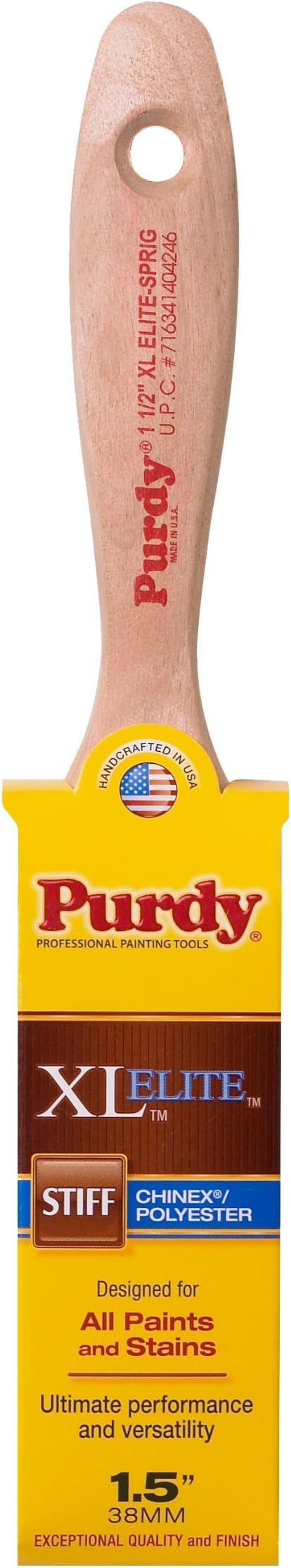 Purdy Sprig Elite 1.5 Inch Stiff Bristle Natural Hardwood Paint Stain Brush