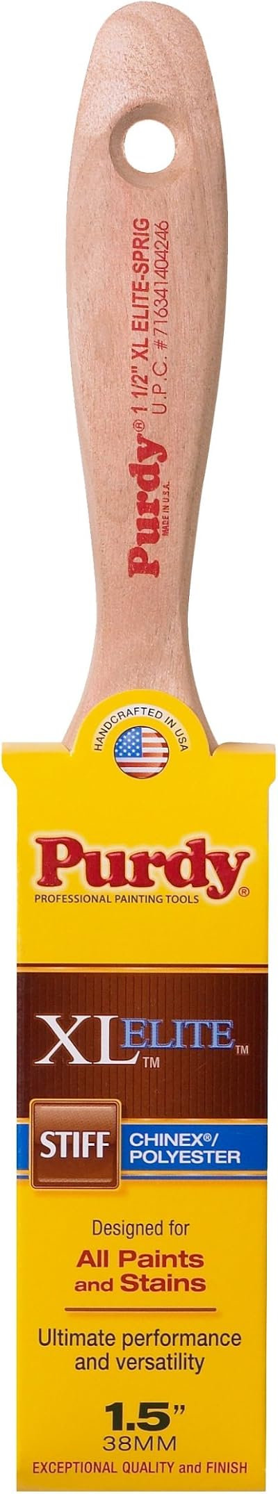 Purdy Sprig Elite 1.5 Inch Stiff Bristle Natural Hardwood Paint Stain Brush