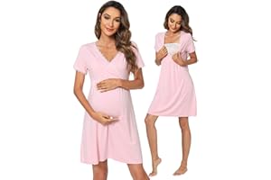 WiWi Soft Viscose from Bamboo 3 in 1 Maternity/Delivery/Nursing Labor Nightgowns Breastfeeding Sleep Shirt Gowns S-XXL