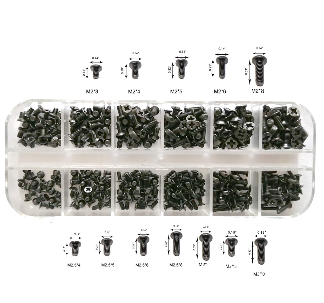 Persberg 360pcs 12sizes Laptop Notebook Tiny