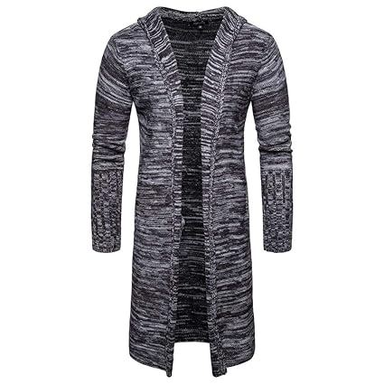Geili Herren Strickjacke Strickpullover Grobstrick Sweatshirt Kapuzenpullover Oversize Lang Jacke Herbst Winter Warme Cardiga