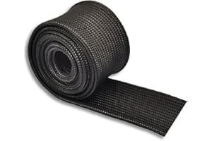 FGJQEFG Black Fiberglass Heat Shield Sleeve Adjustable Hose Heat Spark Plug Wire High Temp (5Feet x 1Inch) for Motorcycle Exhaust Insulation Thermal Wrap Roll Car Brake Line Cable Protection Tape