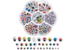 Genie Crafts Googly Eye Sticker Pack - 500 Assorted Pieces, Multicolor, 5-12mm, 3 Designs - Peel & Stick Adhesive Wiggle Googly Eyes for DIY Craft, Art Supply & Sticker Projects