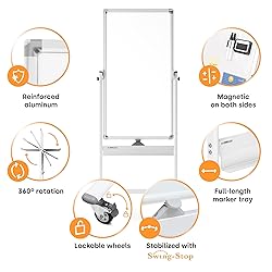Rolling Dry Erase Board 24 x 48 - Large Portable