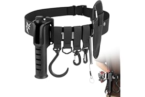 SAN LIKE Adjustable Fishing Rod Holster Waist Wading Belt for Men - Nylon Wader With Portable Pole Inserter for Fly Surf Kayak Casting Spinning Gear (Black)