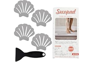 Secopad Non-Slip Bathtub Stickers, 24 PCS Shell Safety Bathroom Tubs Showers Treads Adhesive Decals Scraper (Gray)