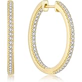 SeiMios 925 Sterling Silver Hoop Earrings for Women, Cubic Zirconia White Gold Rose Gold 18k Gold Plated Hoop Earring Gift for Her