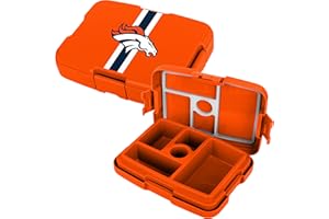 FOCO NFL Unisex-Adult Officially Licensed Team Color Stripe Primary Logo Football Leak Proof 5 Compartment Bento Lunch Box - Denver Broncos