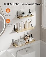 Pipishell Set of 6 Floating Shelves Paulownia Wood Rustic Black Rustic Color view 6