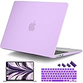 DONGKE Compatible with MacBook Air 13.6 inch Case M4 M3 M2 2025 2024 2023 2022 A3240 A3113 A2681, Plastic Hard Shell & Keyboard Cover for MacBook Air M4 13 inch Case, Matte Purple