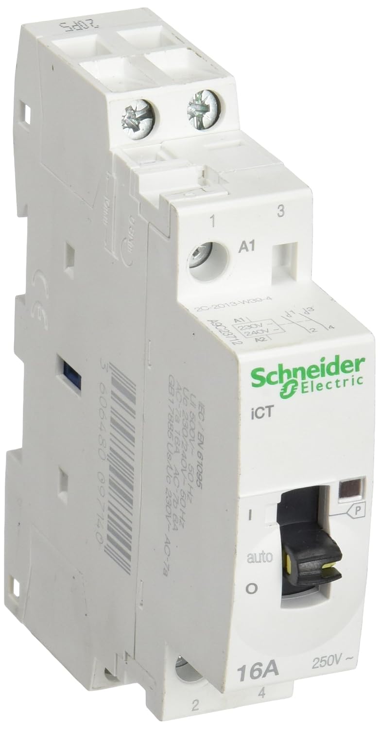 Schneider Electric, A9C23712 iCT, Manually Operated Contactor, Acti9, 16 A, 2NO, 230-240V CA, 50 Hz, White