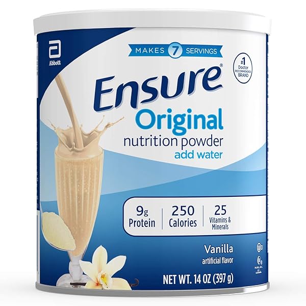 ENSURE ORIGINAL NUTRITION SHAKE POWDER WITH 9 GRAMS OF PROTEIN, MEAL REPLACEMENT SHAKES, VANILLA, 14 OZ