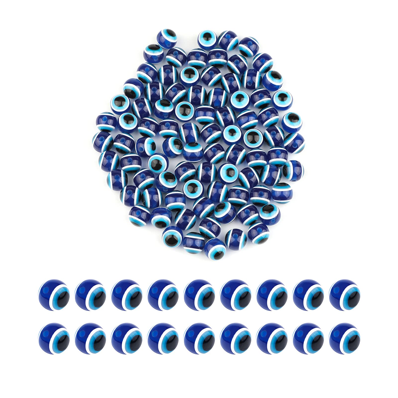 SAVITA 100pcs Blue Evil Eye Beads Eyeball Spacer Beads Handmade Resin Charms for DIY Bracelets Necklace Jewelry Making (12mm/0.47inch)