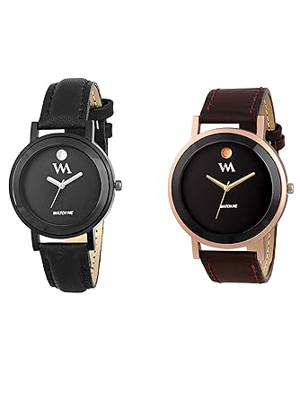 Wrist Analogue Watch Set Combo for Couple Men and Women (Multicolour)