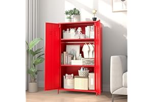 erosoei 2 Door 51.3" Metal Locker Storage Cabinet Steel Kids Wardrobe Changing Room Locker Cabinet Box with 2 Adjustable Shelves Steel Locker File Cabinet Organizer for School Gym Home Office