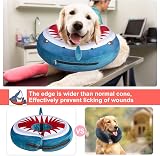 BEAUTYZOO Inflatable Dog Collar Medium Blue Shark - Donut E-Collar view 7