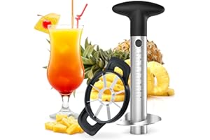 OOKUU Pineapple Corer Cutter, Stainless Steel Fruit Pineapple Peeler Slicer [Upgraded, Reinforced, Thicker Blade], Pineapple Core Remover with Measure Mark, Kitchen Tool for Diced Pineapple Rings