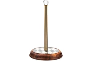 MACKENZIE-CHILDS Wood Paper Towel Holder, Decorative Paper Towel Holder for Kitchen, Black-and-White Courtly Check