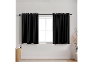KOUFALL Small Window Curtains Blackout,Cafe Curtains 24 inch Length,Black Out Half Curtains for Bathroom Window 18 x 24
