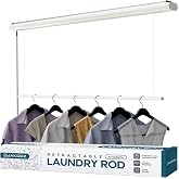 Jakooz Retractable Ceiling Mounted Clothes Drying Rack for Clothing &ndash; 52.4" Pull-Down Laundry Rod Clothes Hanger Space Saving Design for Apartments &amp; Indoor Air Drying &ndash; Ceiling Hanging Laundry Rack
