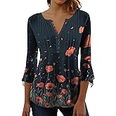 domirica Boho Dressy Blouses for Women Lightweight Breathable V Neck Button Down Shirt Women Cute Summer Top Beach Wear