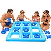 Poolcandy Inflatable Waterproof Jumbo Tic Tac Toe Game | Waterproof, 10 Reversible X O Pieces, Floating Pool Lawn Board Set, For Kids Adults, Outdoor Party Activity