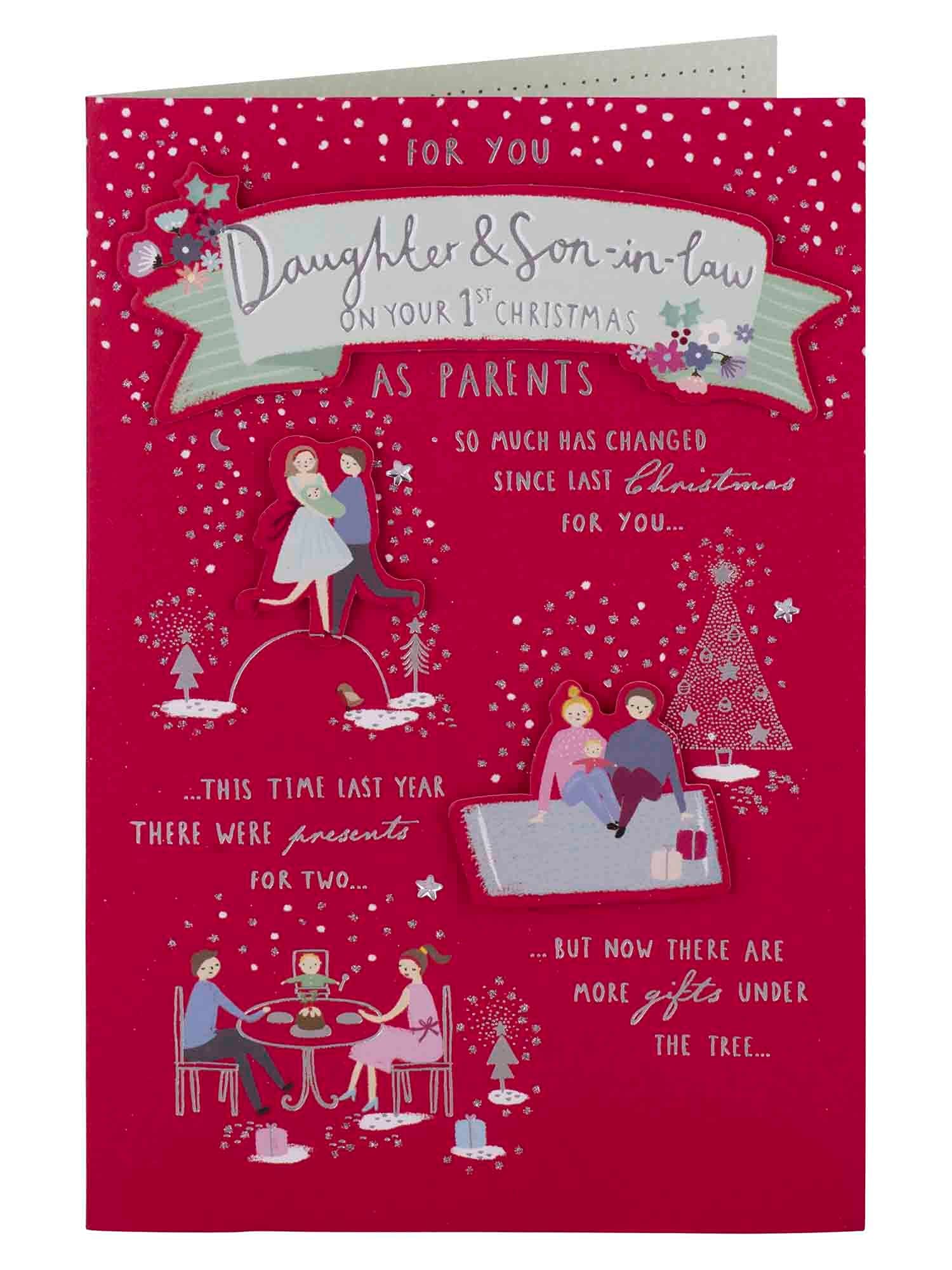 Clintons: Daughter & Son in Law 1st Xmas as Parents Christmas Card 155 x 235, Multi-Colour,1149048