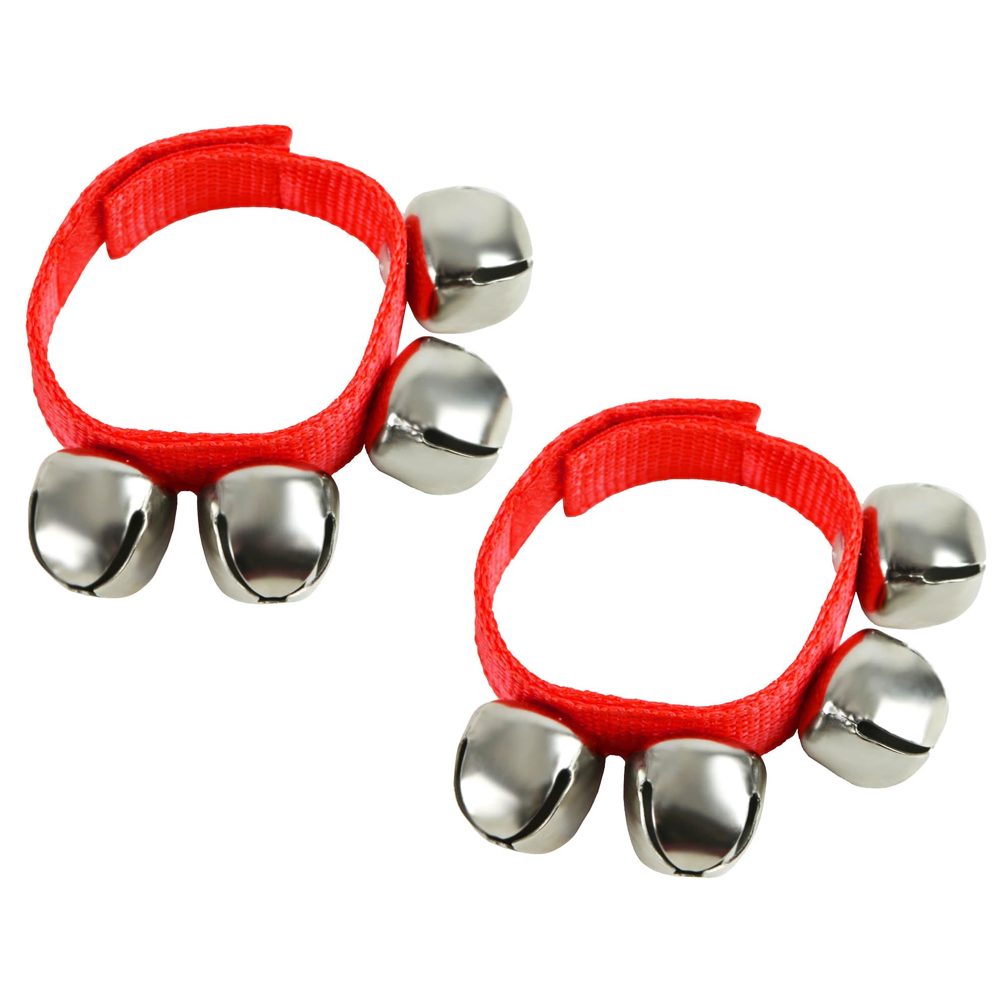 A-Star Wrist Jingle Sleigh Bells with Nylon Strap - Pair - Red
