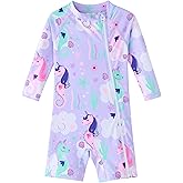 UMELOK Baby Girl Swimsuit One Piece Rashguard Swimwear with Zipper UPF 50+ Sun Protection Infant Bathing Suit