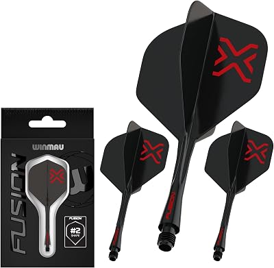 Winmau Darts Fusion Integrated Flight & Shaft System No.2 Black Intermediate