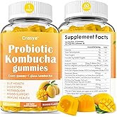 Crasye Probiotic Kombucha Gummies Sugar Free Prebiotic Postbiotic Probiotics Gummies with Slippery Elm for Women and Men Bloating Gut Health Immune and Digestive Support - 60 Gummies - 30 Servings