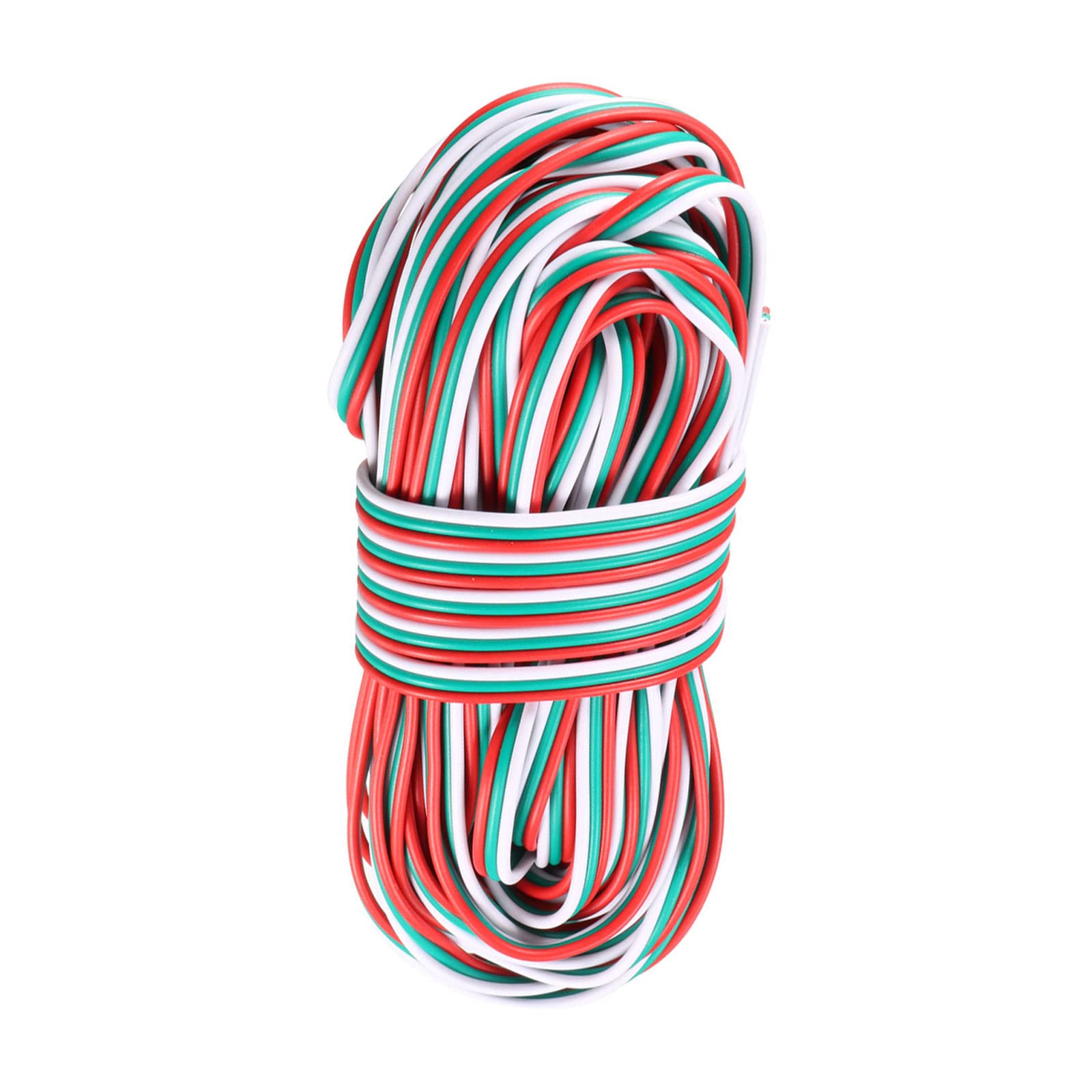 Rebower RGB Wire Cable 3 Pin Wire Stranded Tinned Copper Cord [for LED Strip 5050 3528 Cord] - 22AWG / 33Ft / Red Green White