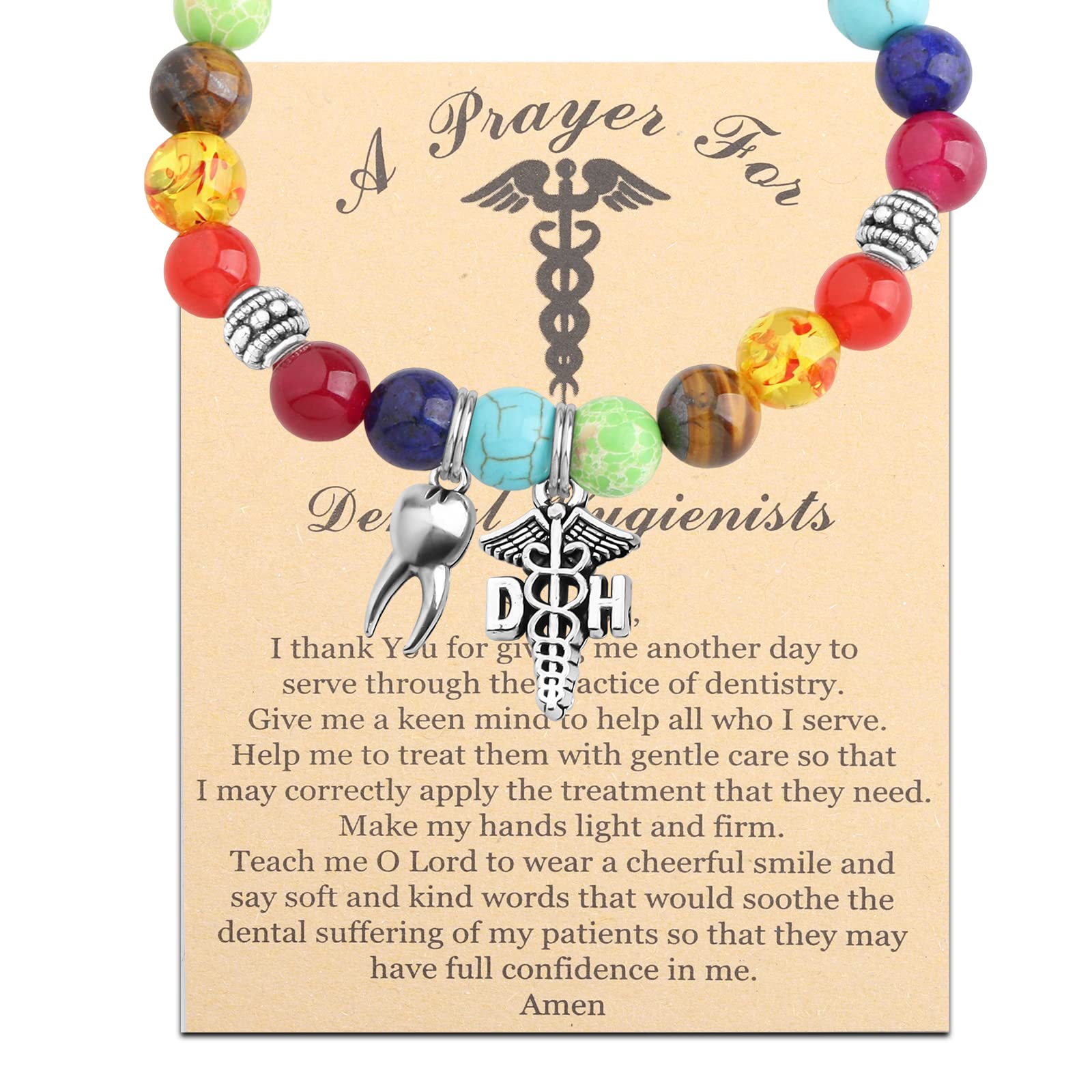 MYOSPARK Dentist Gift RDH Gift Registered Dental Hygienist Bracelet Dental Hygienist Prayer Gift Dentist Graduation Gifts for Dental Student (UK RDH Dental BR)