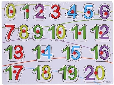 Zest 4 toyz Wooden Numerical Shape-Matching Colorful Knob Puzzle Board Toys.