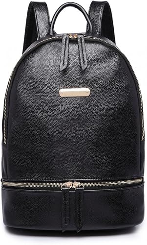 black leather look backpack