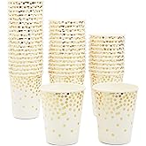 BLUE PANDA 50 Pack 9oz Gold Paper Cups for Hot Drinks, Party Supplies, Weddings, Bridal Showers
