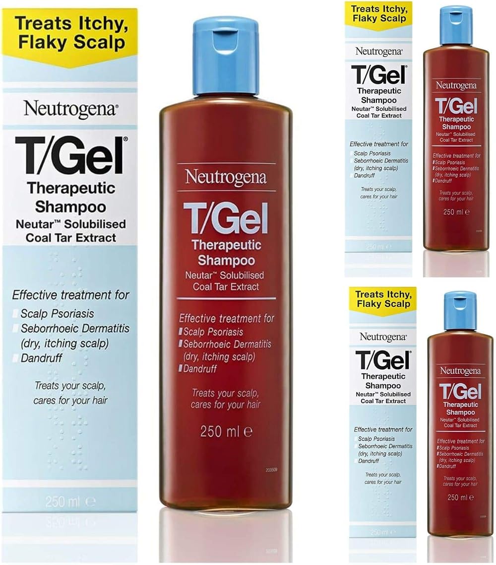 Neutrogena T/GEL Therapeutic Shampoo 3x 250ml Scalp Itch Flake Relief