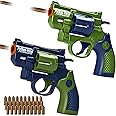 2 Pack Toy Guns for Nerf Revolver Gun - Mini Realistic Revolver Pistol Toy Blaster Gun with 30 Soft Plastic Bullet for Boy Ages 6 7 8 9 Year Old Indoor Outdoor Present for Adult Kid Holiday Birthday