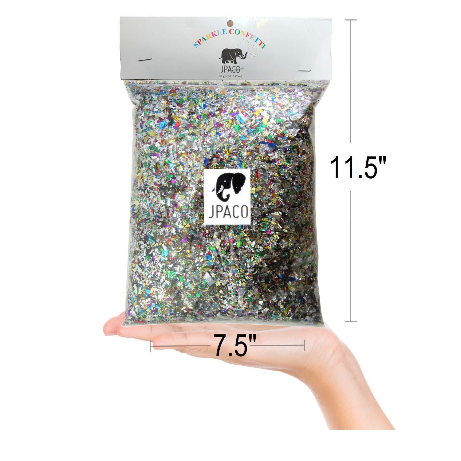 JPACO Sparkle Metallic Confetti (300 Grams) Jumbo Rainbow Foil