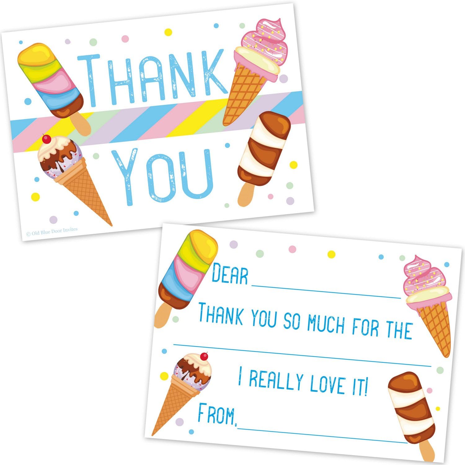 Amazon Com Old Blue Door Invites Ice Cream Cone Kids Fill In