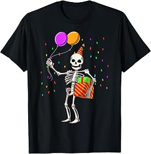Halloween Birthday Party Outfit Skeleton Birthday Party T-Shirt