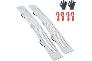 Arejonner 81.88 inches Long and 10.55 inches Wide Heavy Duty Folding Loading Ramp, 1500lb Capacity, Motorcycle; Lawn Mower; Snow Plough; Bikes; ATV; UTV; Golf Carts,Circular Hole, Pack of 2