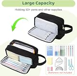Alyvisun Large Capacity Pencil Case 3 Compartments with Handle Canvas view 2
